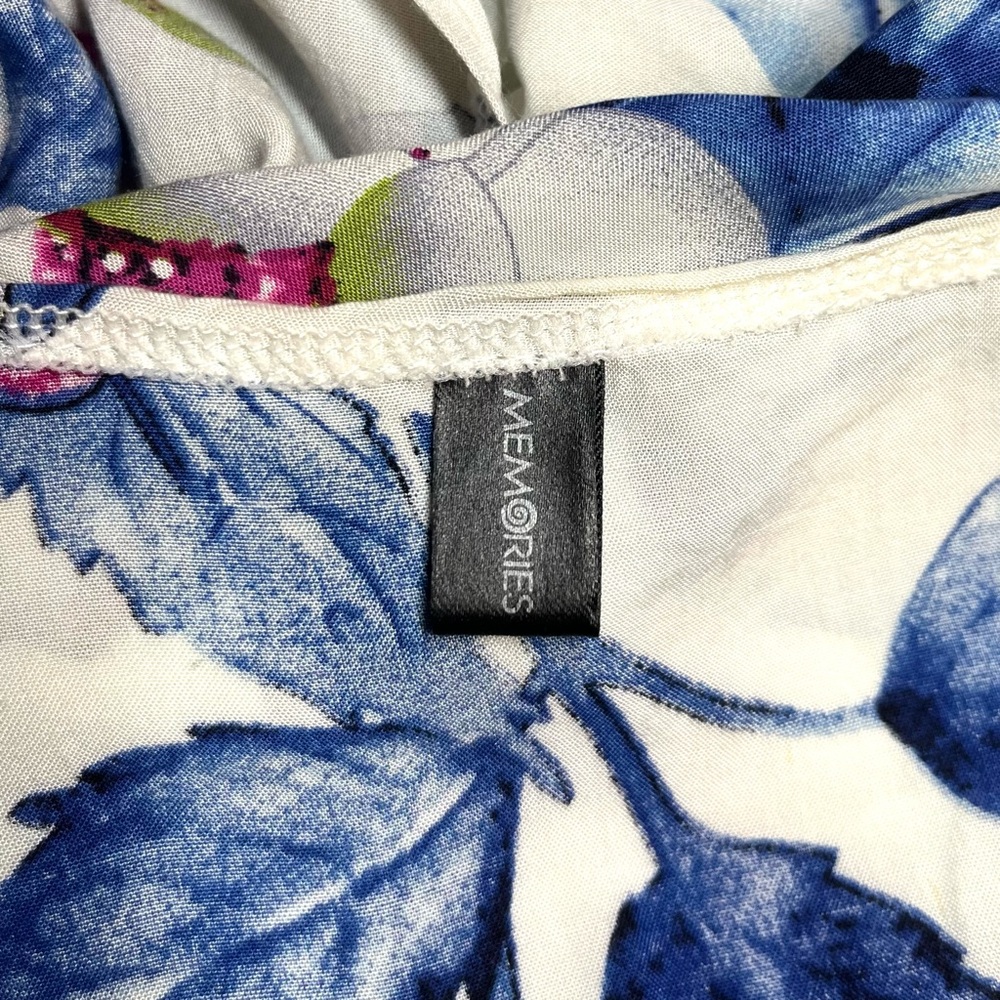 MEMORIES‎ Women's Floral Print Kimono Cardigan White Blue Pink Casual Romantic - Picture 7 of 9
